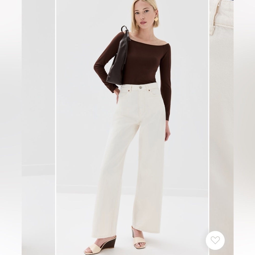 Reformation Wide Leg Jeans in Off-White